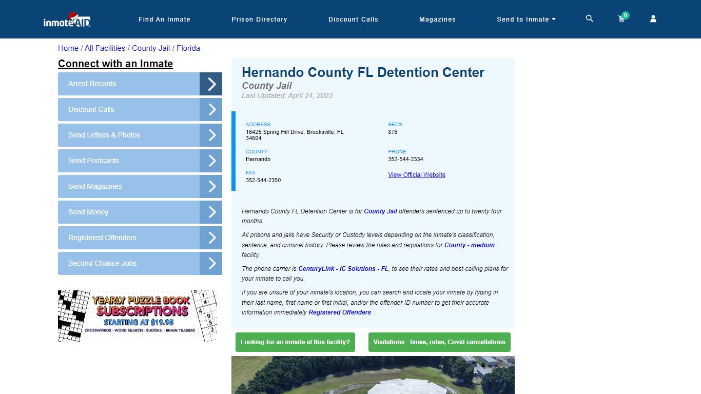 Hernando County FL Detention Center - Inmate Locator - Brooksville, FL